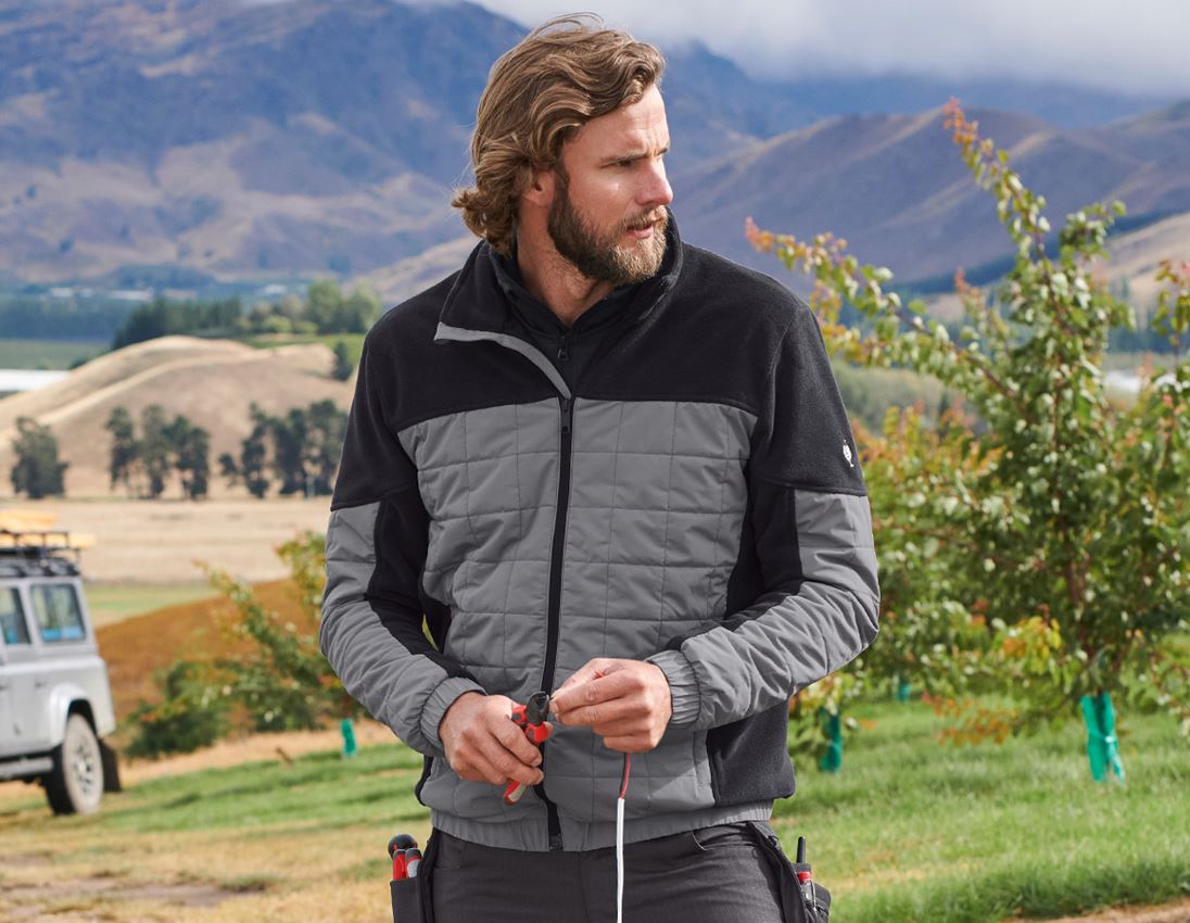 Work Jackets: Hybrid fleece jacket e.s.concrete + black/basaltgrey