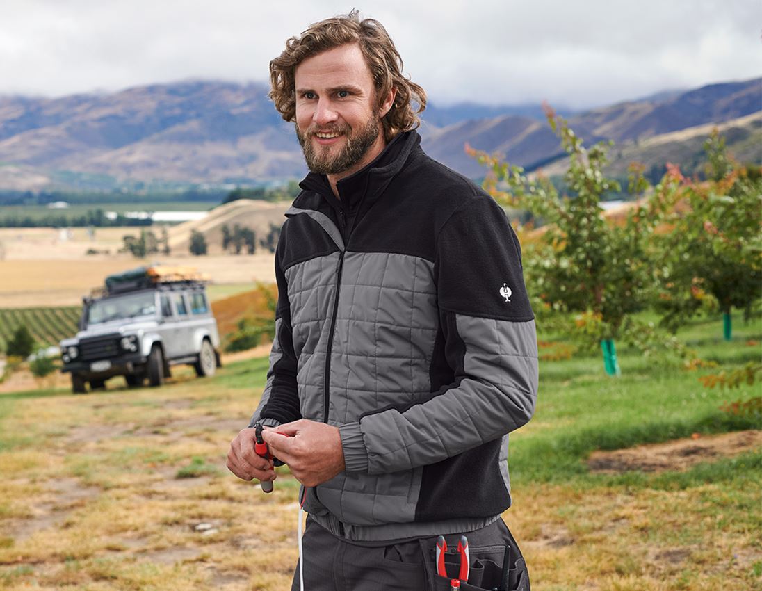 Work Jackets: Hybrid fleece jacket e.s.concrete + black/basaltgrey 1