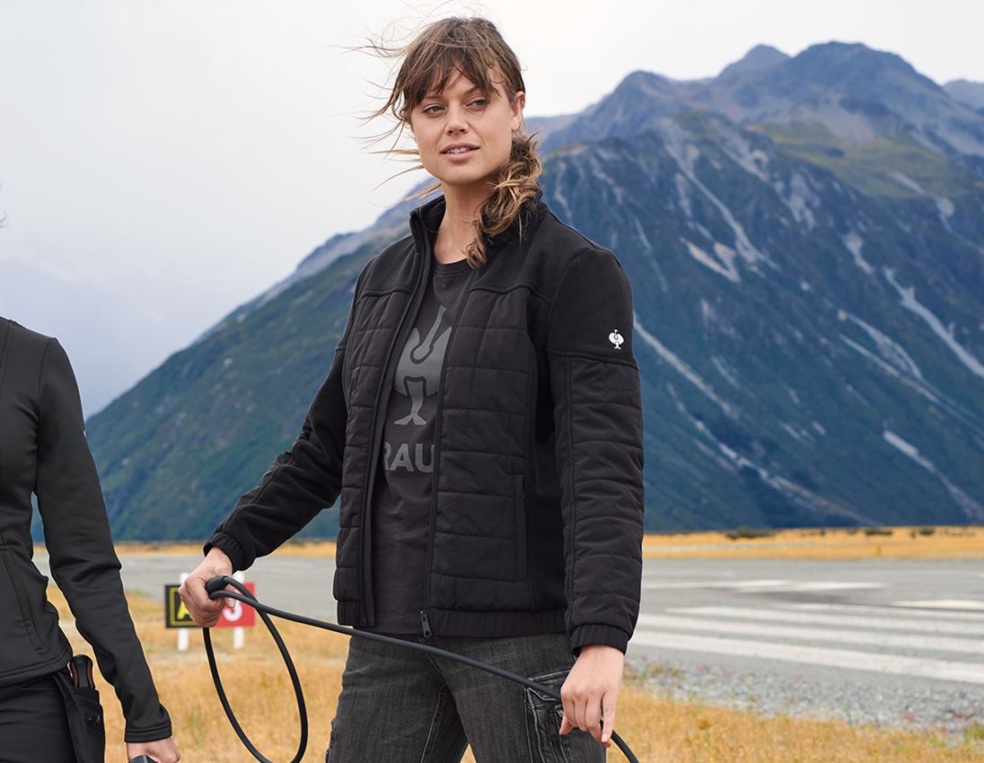 Work Jackets: Hybrid fleece jacket e.s.concrete, ladies' + black