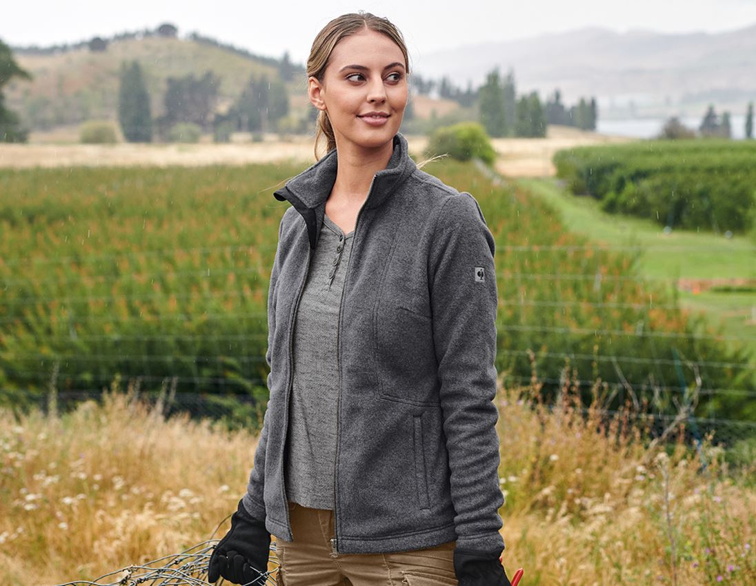 Work Jackets: Fleece jacket e.s.vintage, ladies' + black melange 1