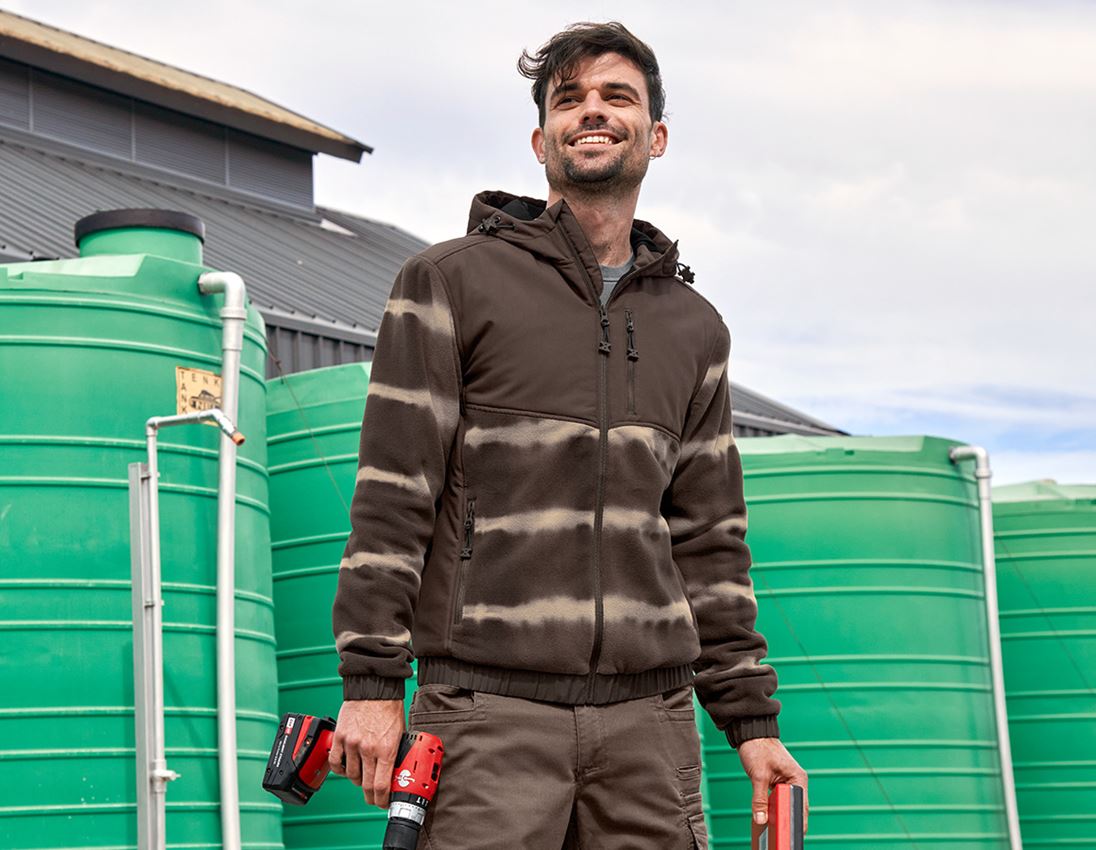 Vestes de travail: Veste en pol. à cap. hyb. tie-dye e.s.motion ten + marron/brun pécan