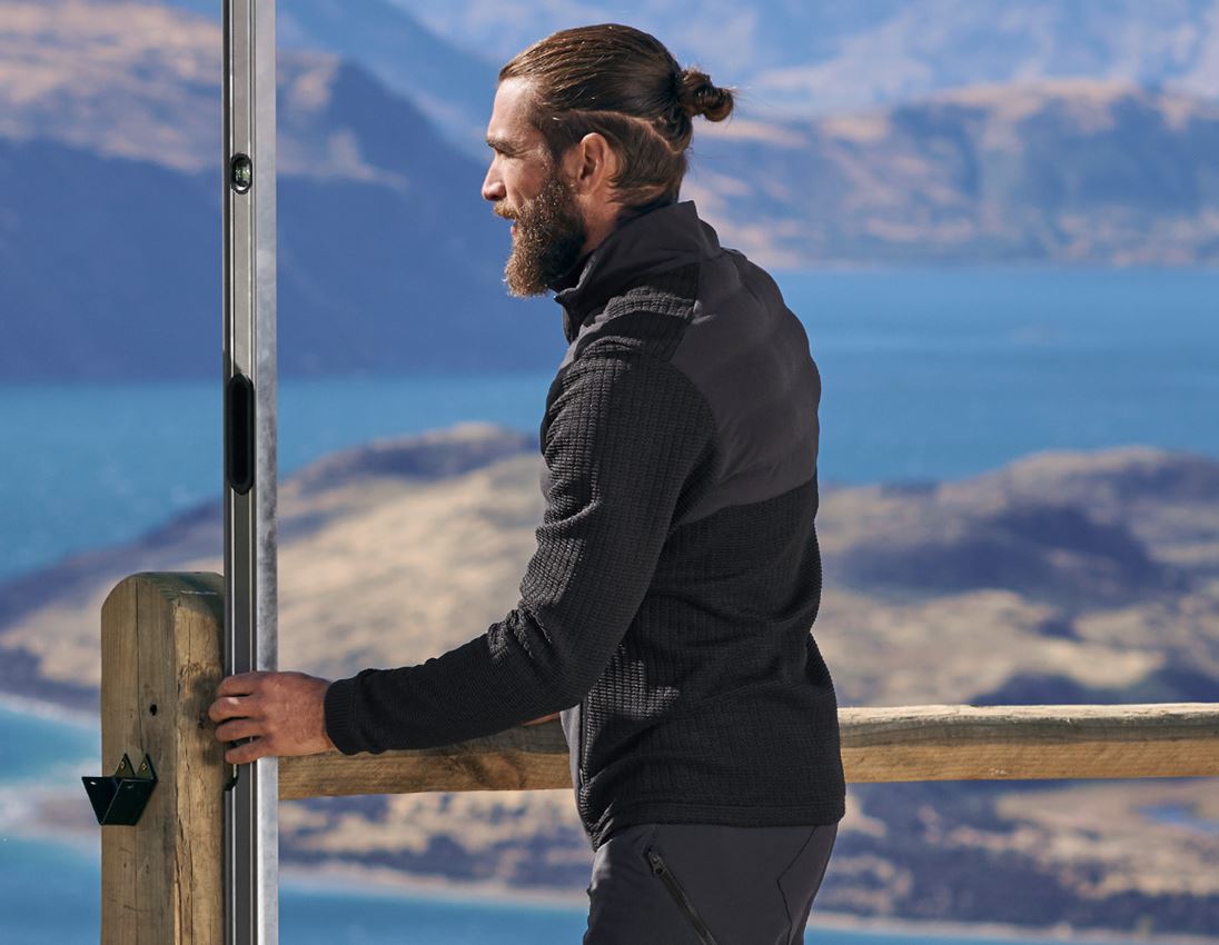 Work Jackets: Hybrid knitted jacket e.s.trail + black 1