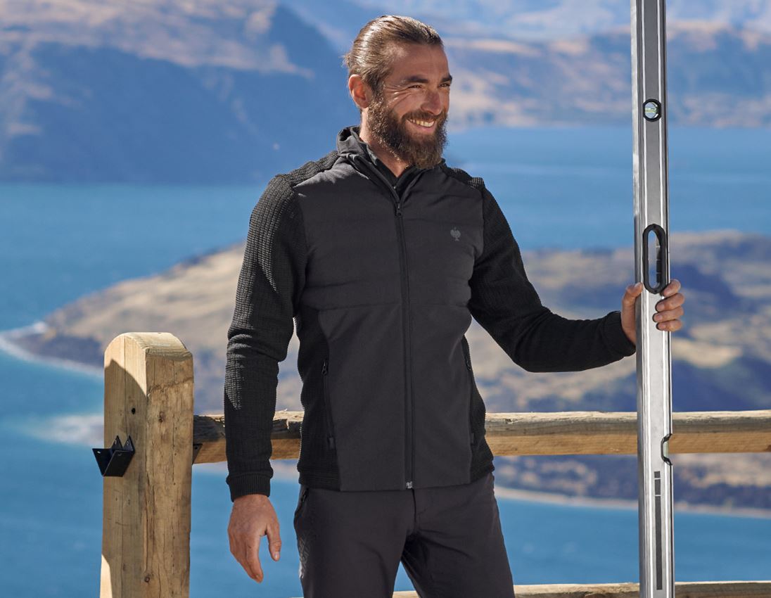 Work Jackets: Hybrid knitted jacket e.s.trail + black