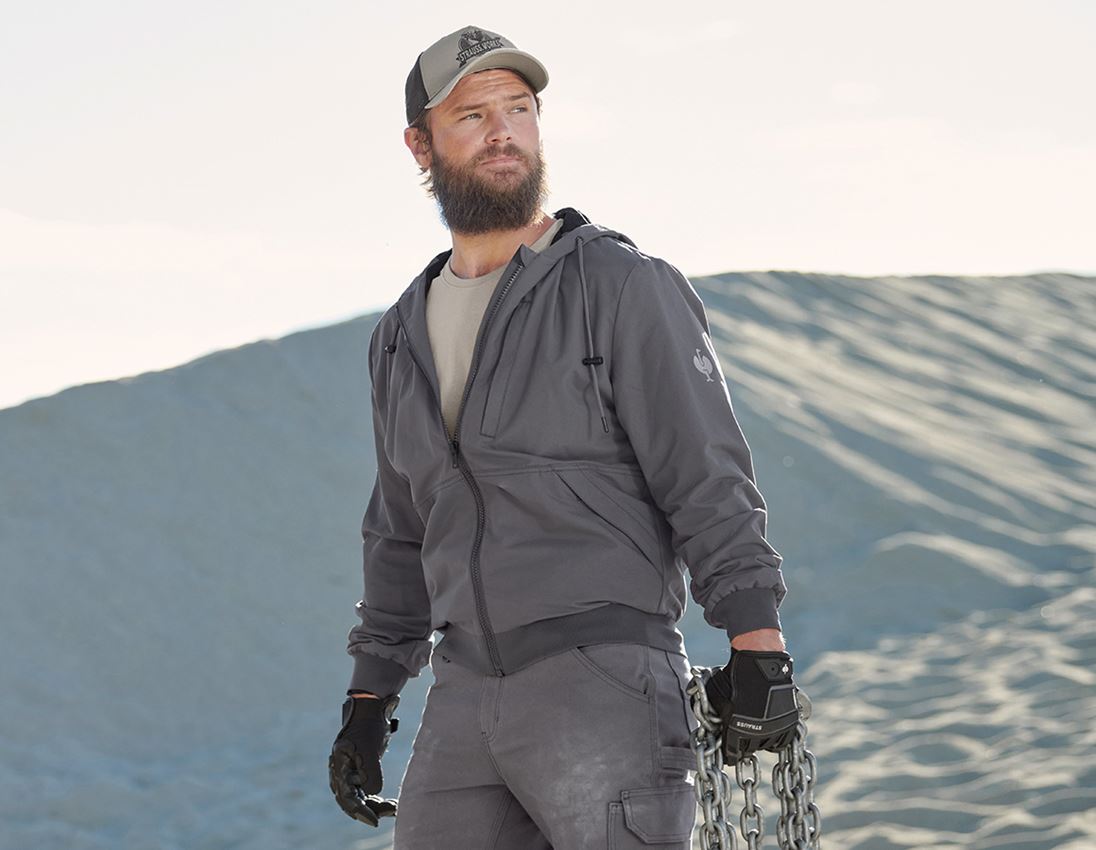 Vestes de travail: Veste à capuche e.s.iconic + gris carbone 1