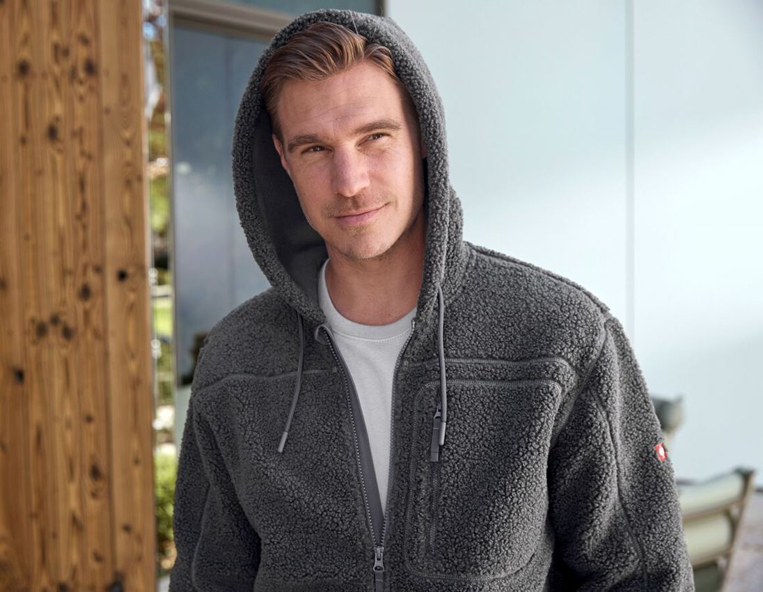 Work Jackets: Faux fur hooded jacket e.s.e:pic + carbongrey 2