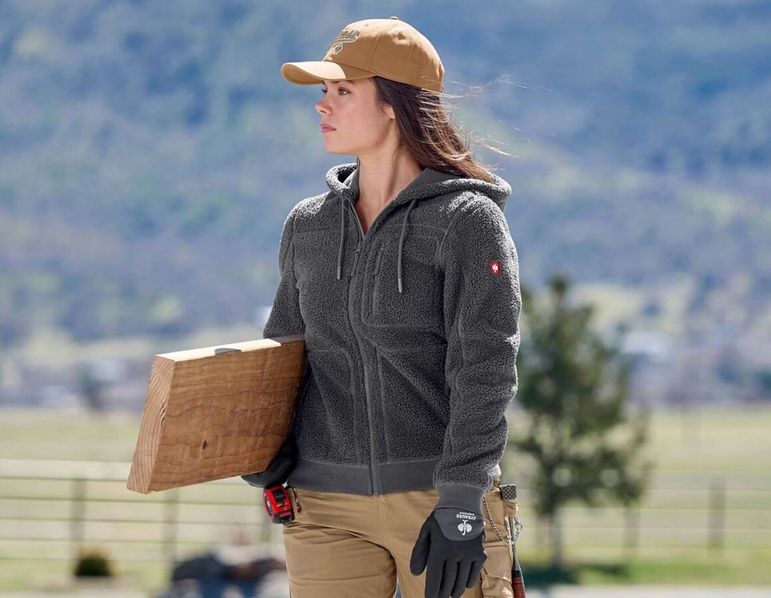 Vestes de travail: Veste à capuche fibre polaire e.s.e:pic, femmes + gris carbone