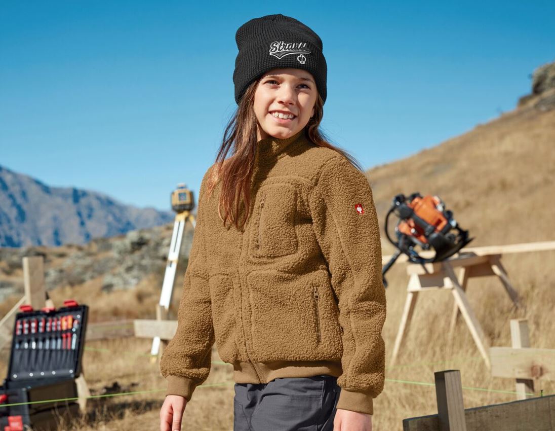 Jackets: Faux fur jacket e.s.e:pic, children's + almondbrown