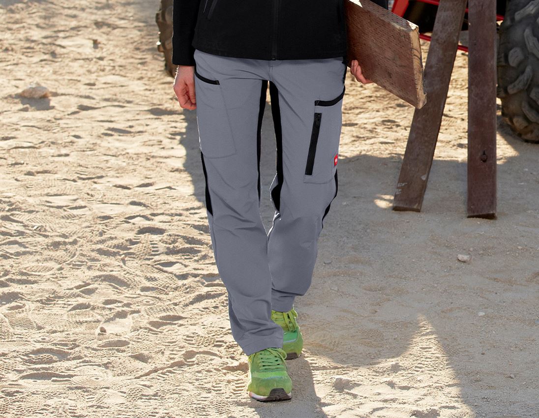 Work Trousers: Cargo trousers e.s.vision stretch, ladies' + grey/black