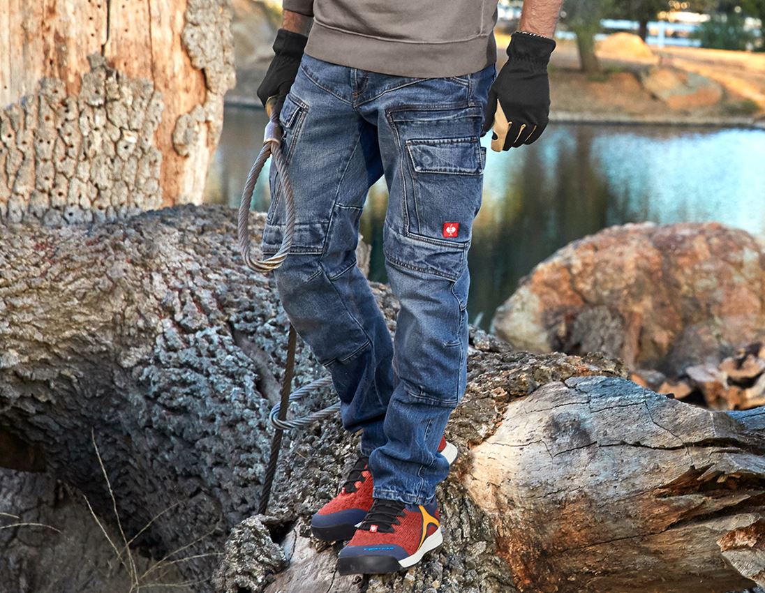 Work Trousers: e.s. Cargo worker jeans POWERdenim + stonewashed