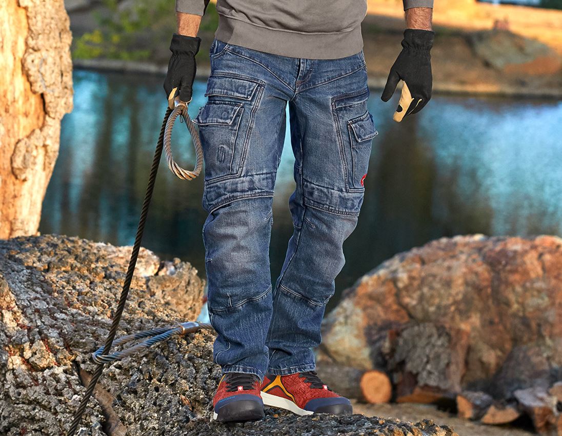 Work Trousers: e.s. Cargo worker jeans POWERdenim + stonewashed 1