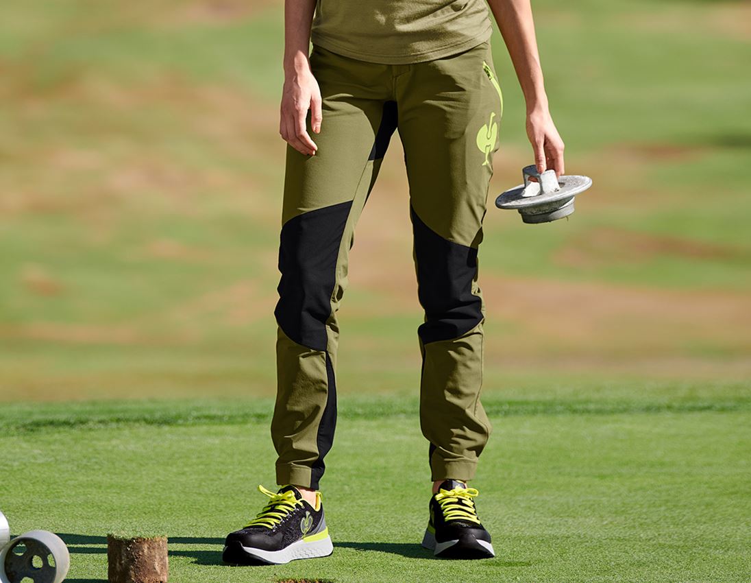 Work Trousers: Functional trousers e.s.trail, ladies' + junipergreen/limegreen