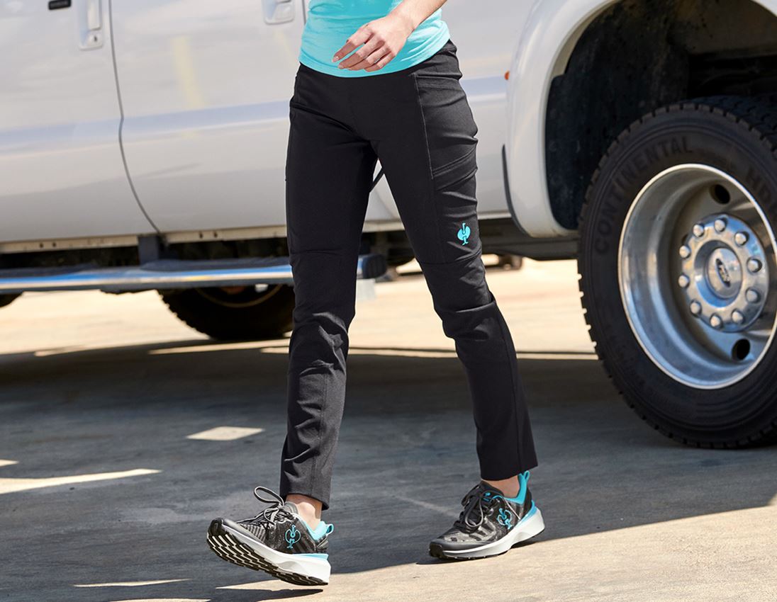 Pantalons de travail: Collant fonctionnel e.s.trail, femmes + noir/lapis turquoise