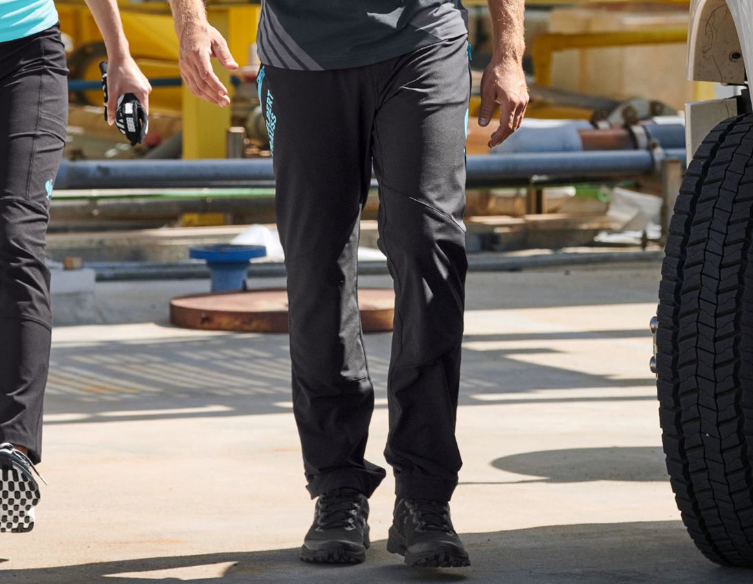 Work Trousers: Functional trousers e.s.trail + black/lapisturquoise
