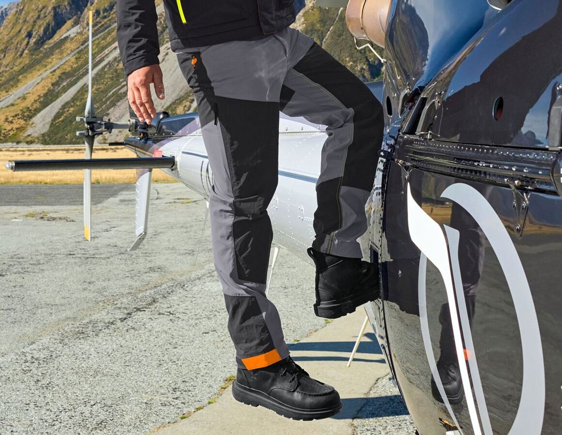 Work Trousers: Hybrid functional trousers e.s.trail + anthracite/black/high-vis orange/high-vis yellow