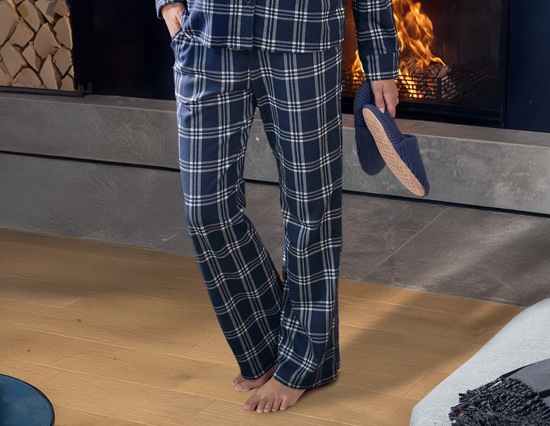 Accessories: e.s. Checkered Pyjama Bottoms, ladies' + deepblue/white