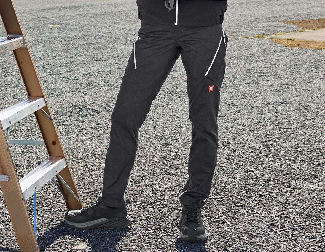 Work Trousers: Multipocket trousers e.s.ambition, ladies' + black/platinum