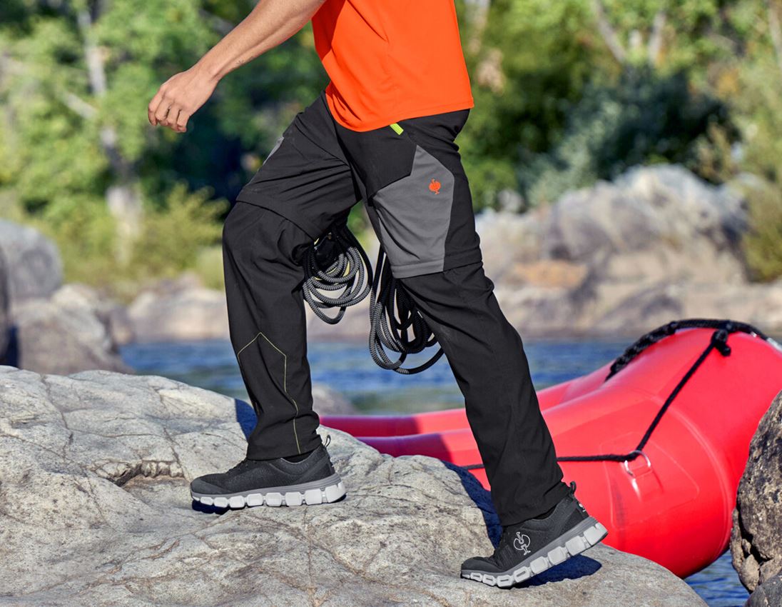 Work Trousers: Zip-off functional trousers e.s.trail + black/anthracite/high-vis orange/high-vis yellow 2