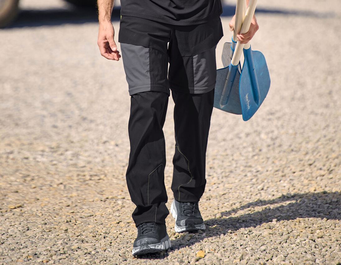 Work Trousers: Zip-off functional trousers e.s.trail + black/anthracite/high-vis orange/high-vis yellow