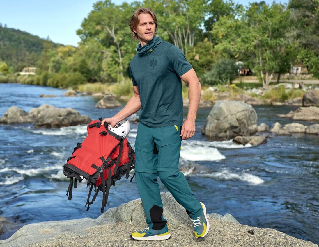 Work Trousers: Zip-off functional trousers e.s.trail + emeraldgreen/chromeyellow 1