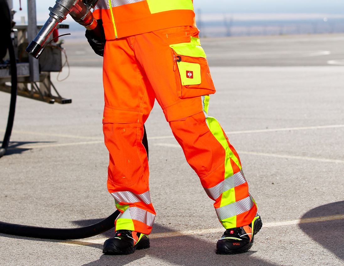 Pantalons de travail: Pantalon à taille élast. signal. e.s.motion 2020 + orange fluo/jaune fluo