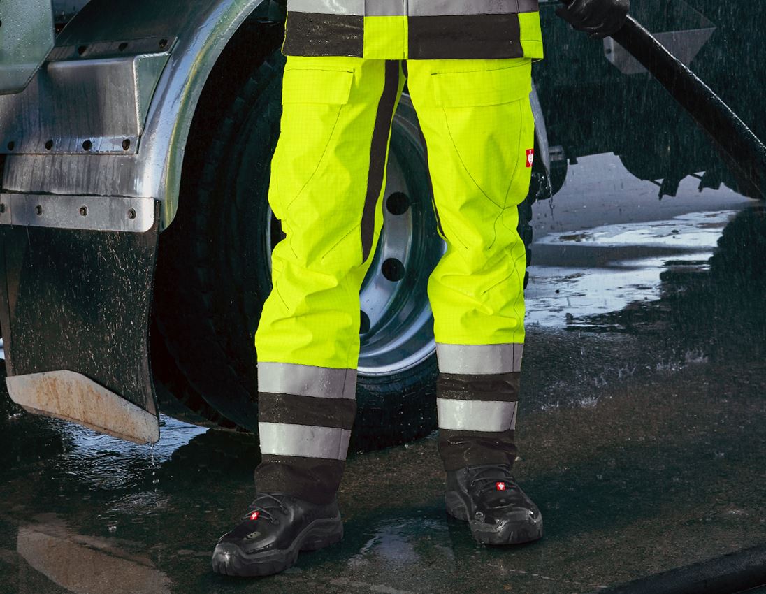Pantalons de travail: e.s.Pantalon à taille élastique multinorm high-vis + jaune fluo/noir