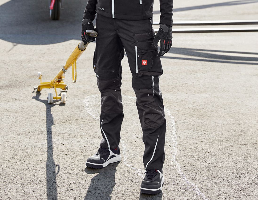 Work Trousers: Ladies' trousers e.s.motion 2020 + black/platinum
