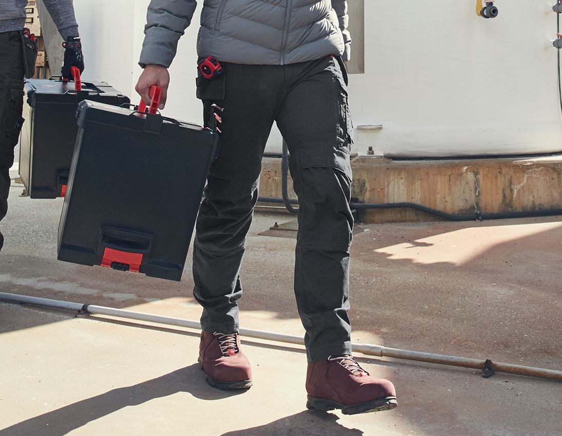 Work Trousers: Trousers e.s.motion ten tool-pouch + oxidblack