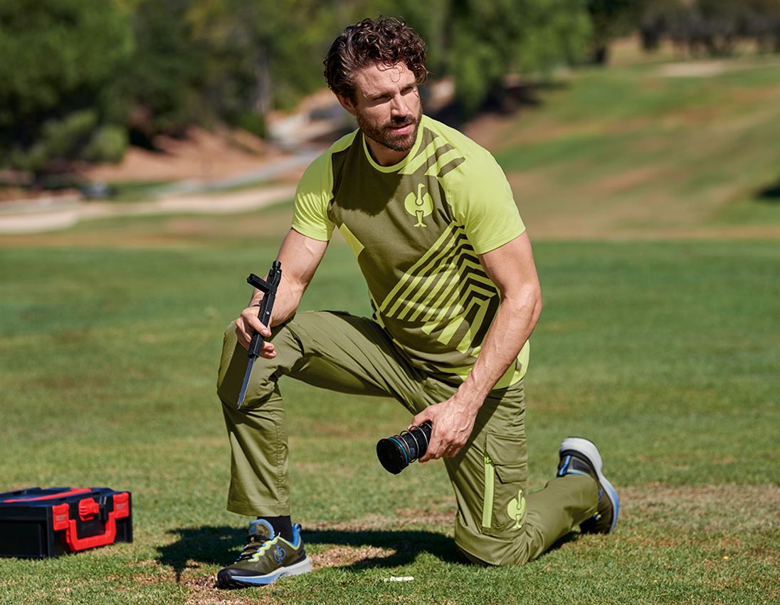 Pantalons de travail: Pantalon à taille élastique e.s.trail + vert genévrier/vert citron 2