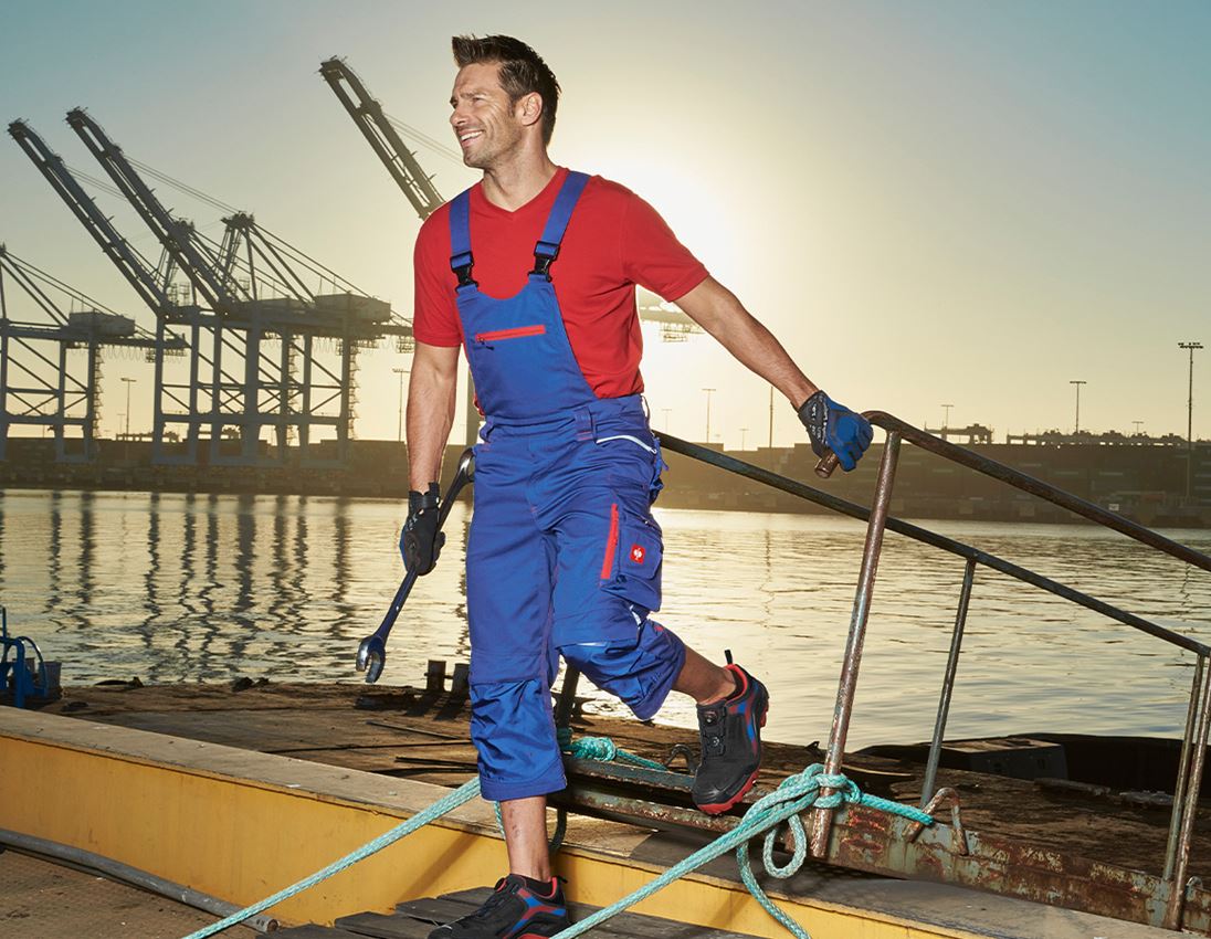Work Trousers: 3/4 bib & brace e.s.motion 2020 + royalblue/fiery red