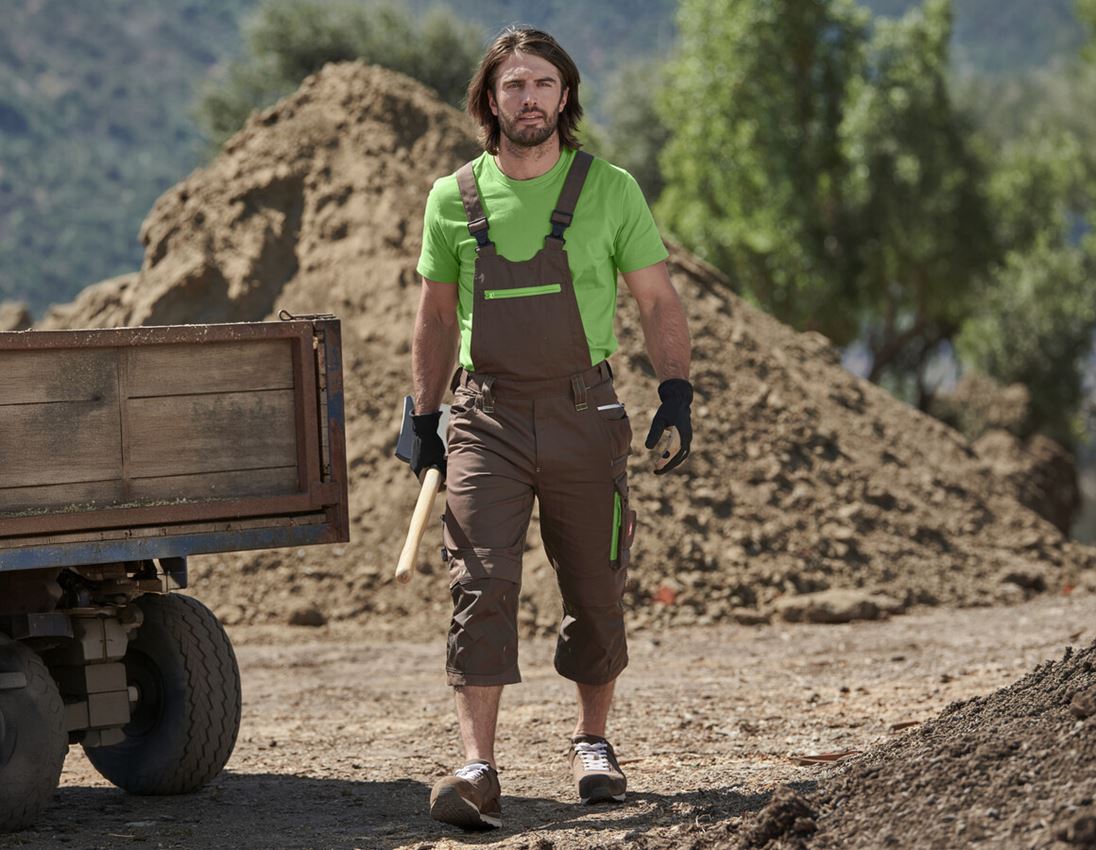 Work Trousers: 3/4 bib & brace e.s.motion 2020 + chestnut/seagreen