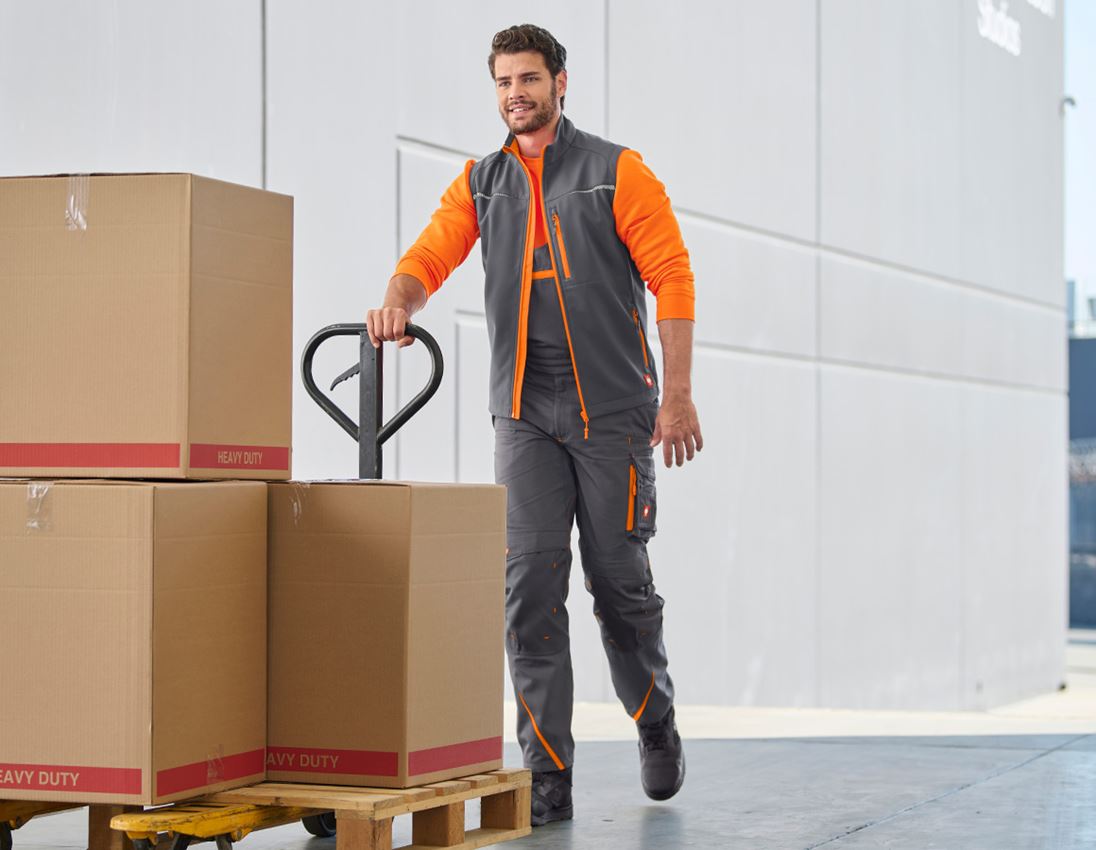 Work Trousers: Bib & brace e.s.motion 2020 + anthracite/high-vis orange 4