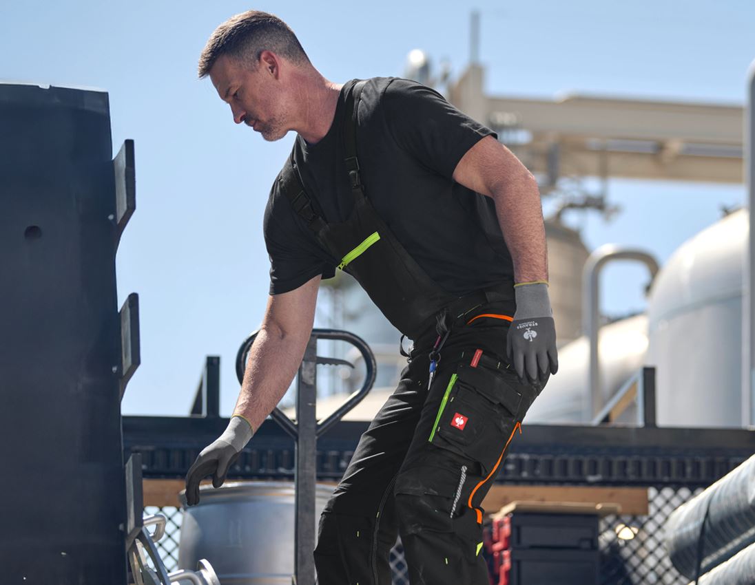 Work Trousers: Bib & brace e.s.motion 2020 + black/high-vis yellow/high-vis orange 1