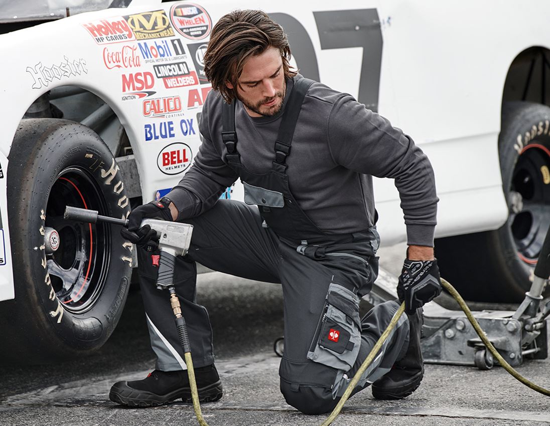 Work Trousers: Bib & brace e.s.motion + graphite/cement