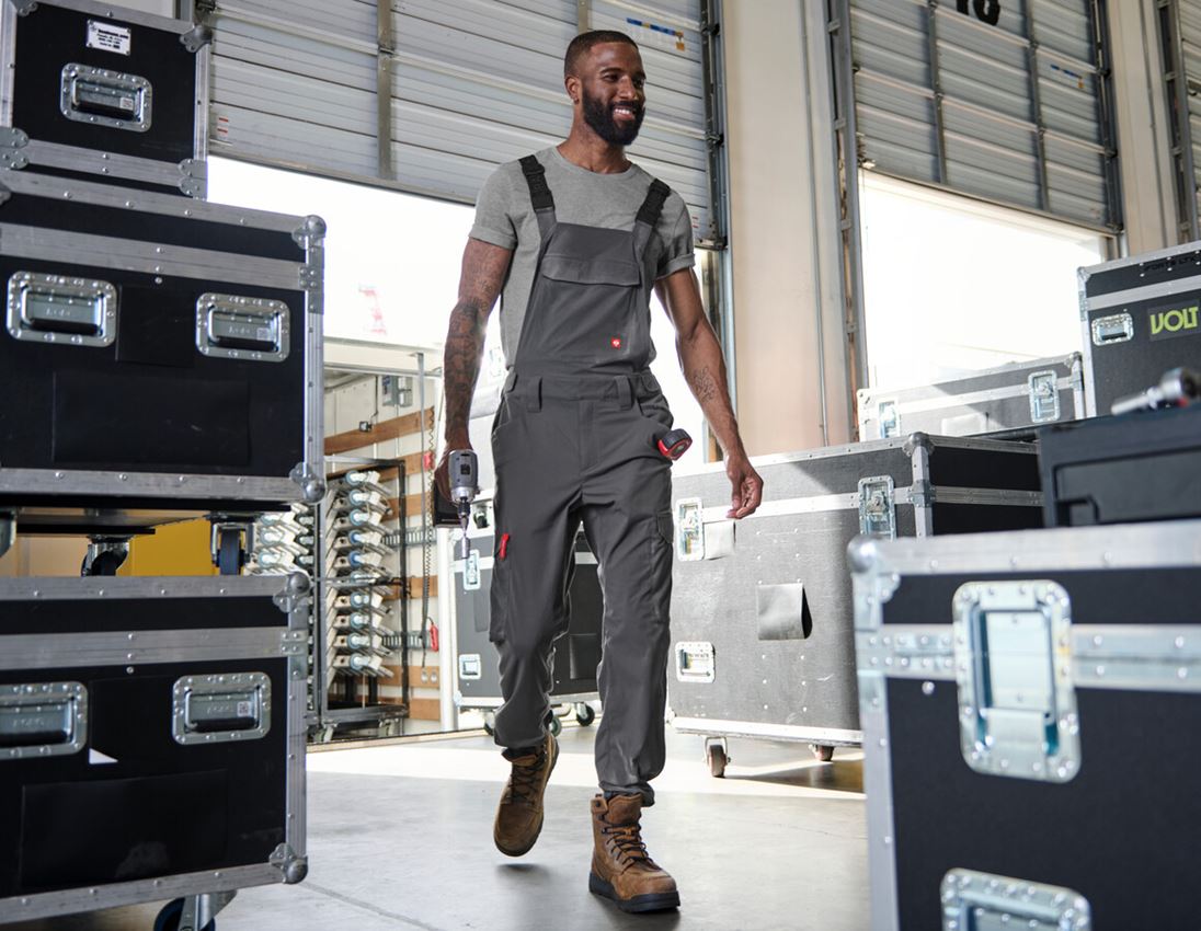 Work Trousers: Bib & brace e.s.t:aktik light ripstop + carbongrey