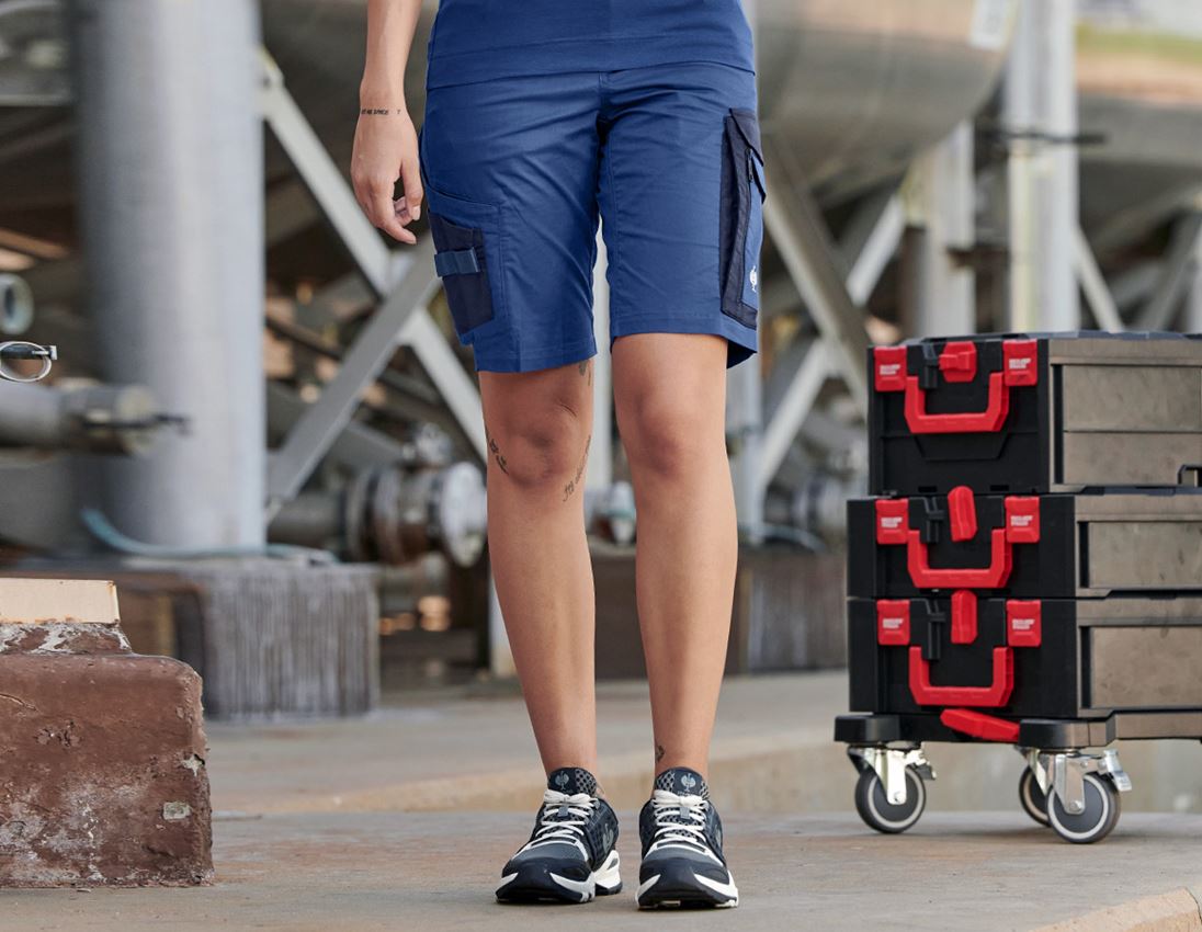 Pantalons de travail: Short e.s.concrete light, femmes + bleu alcalin/bleu profond