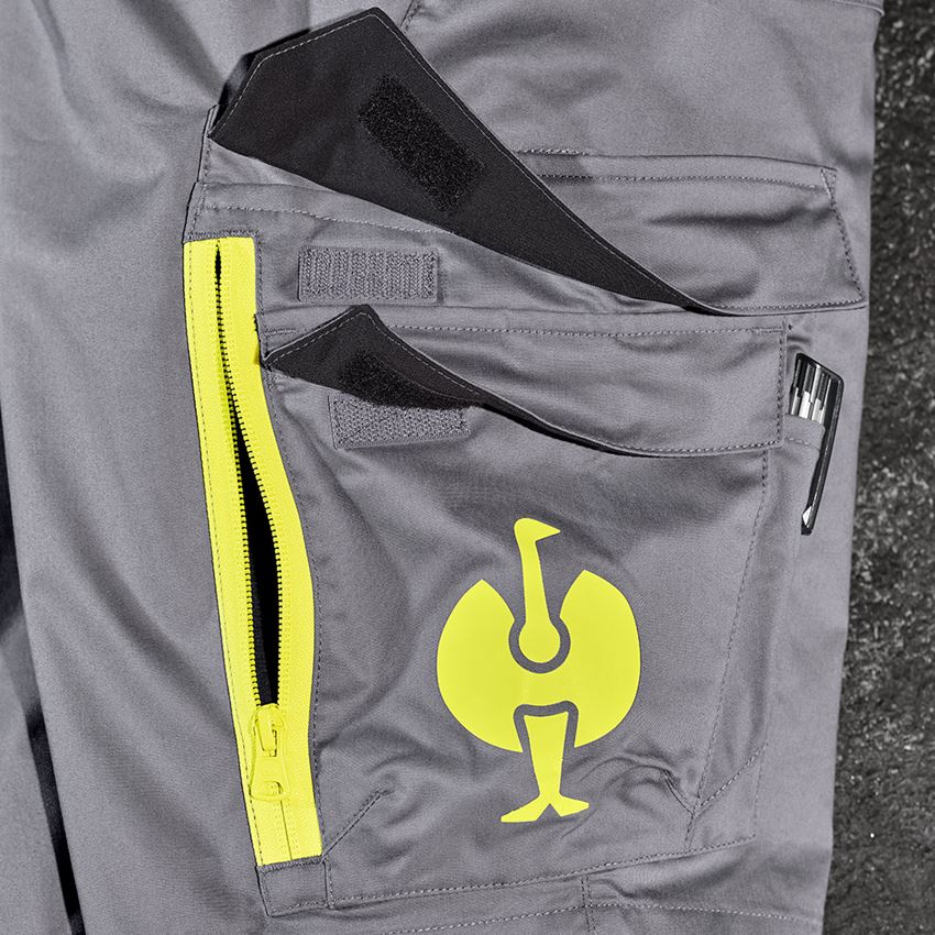 Pantalons de travail: Short e.s.trail + gris basalte/jaune acide 2