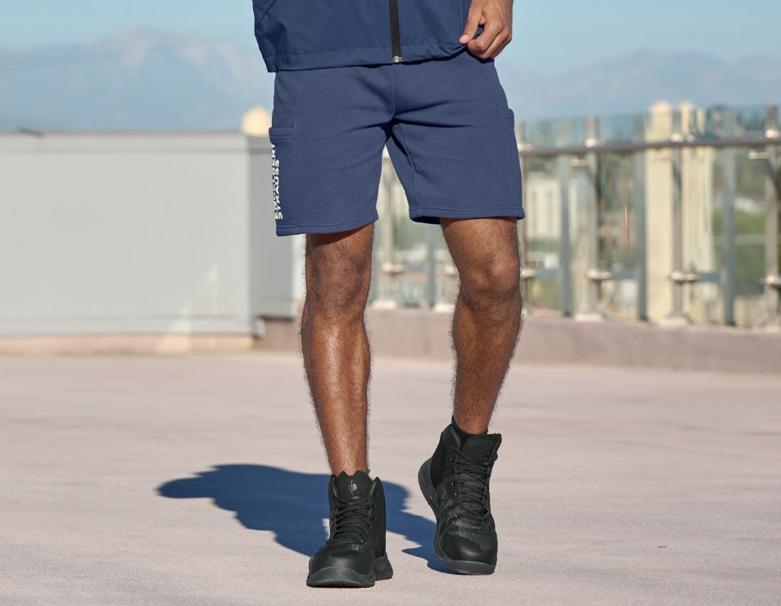 Work Trousers: Sweat short light e.s.trail + deepblue/white