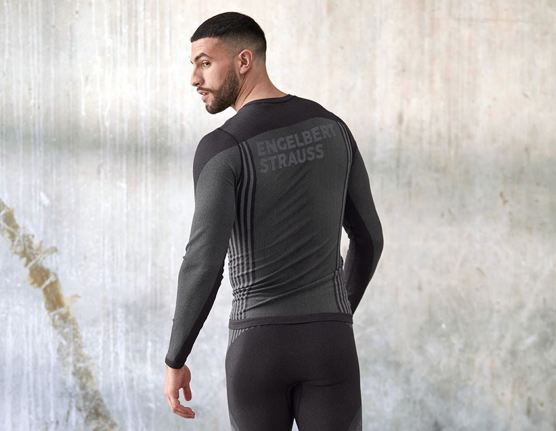 Winter accessories: Functional-longsleeve e.s.trail seamless - warm + black/basaltgrey 1