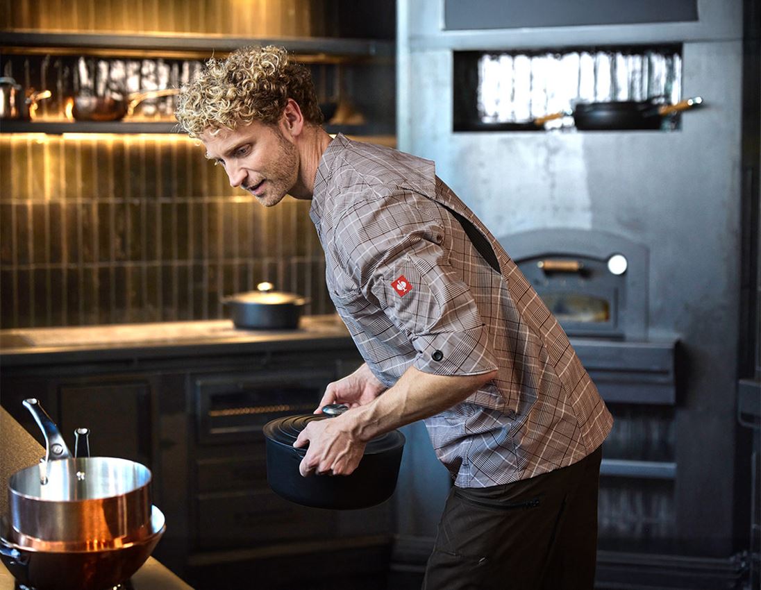 Hauts: Veste travail manches courtes e.s.fusion,hommes + marron/blanc 1