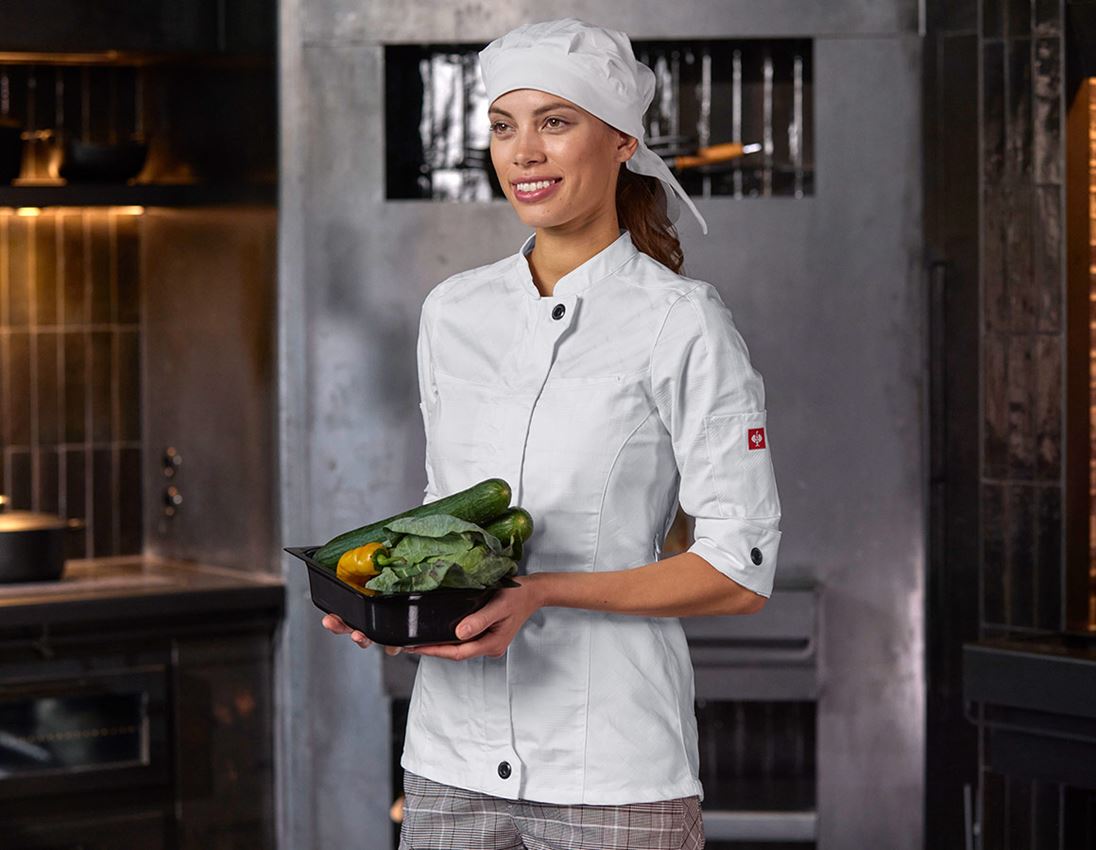 Work Jackets: Work jacket 3/4-sleeve e.s.fusion, ladies' + white