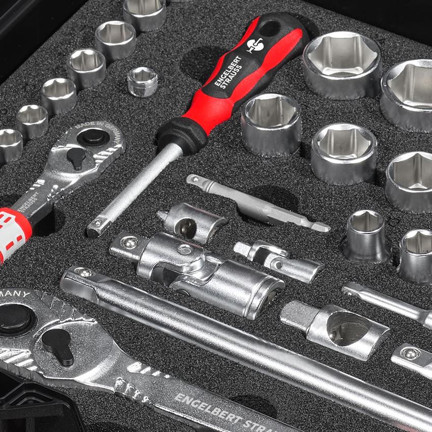 STRAUSSbox System: Socket wrench set pro 1/4+1/2 long in STRAUSSbox 2