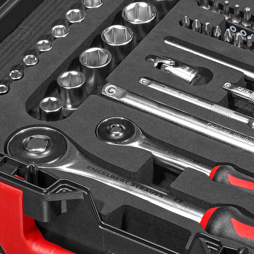 STRAUSSbox System: Socket wrench set lockfix 1/4+1/2 in STRAUSSbox 2