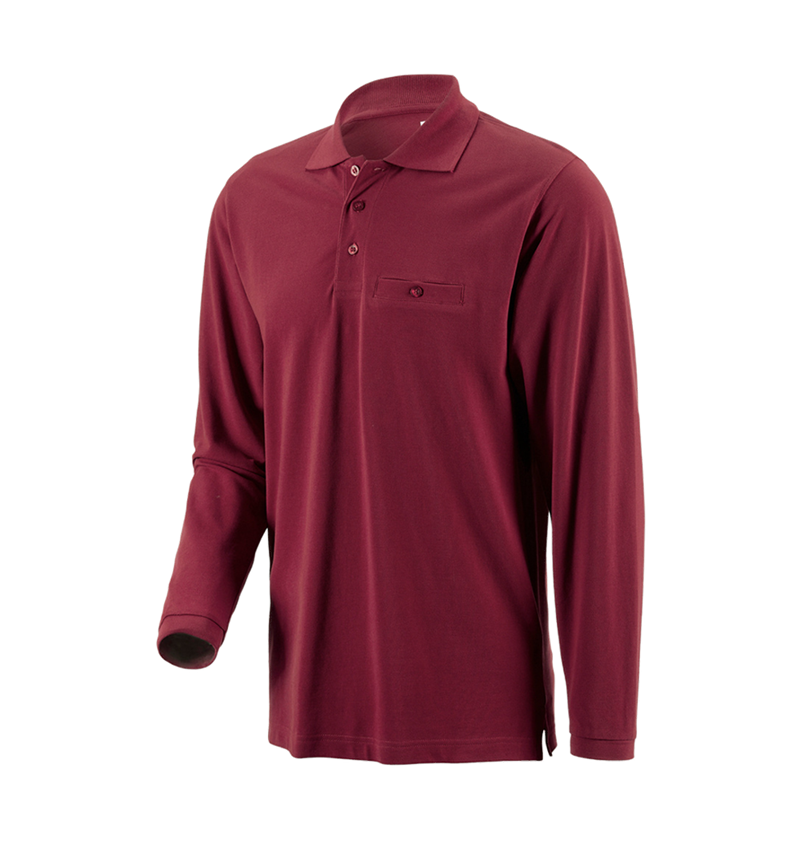 Shirts, Pullover & more: e.s. Longsleeve polo cotton Pocket + bordeaux 1
