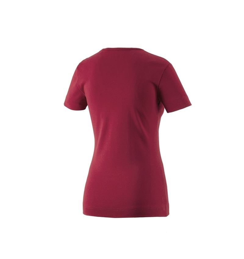 Hauts: e.s. T-shirt cotton V-Neck, femmes + bordeaux 1