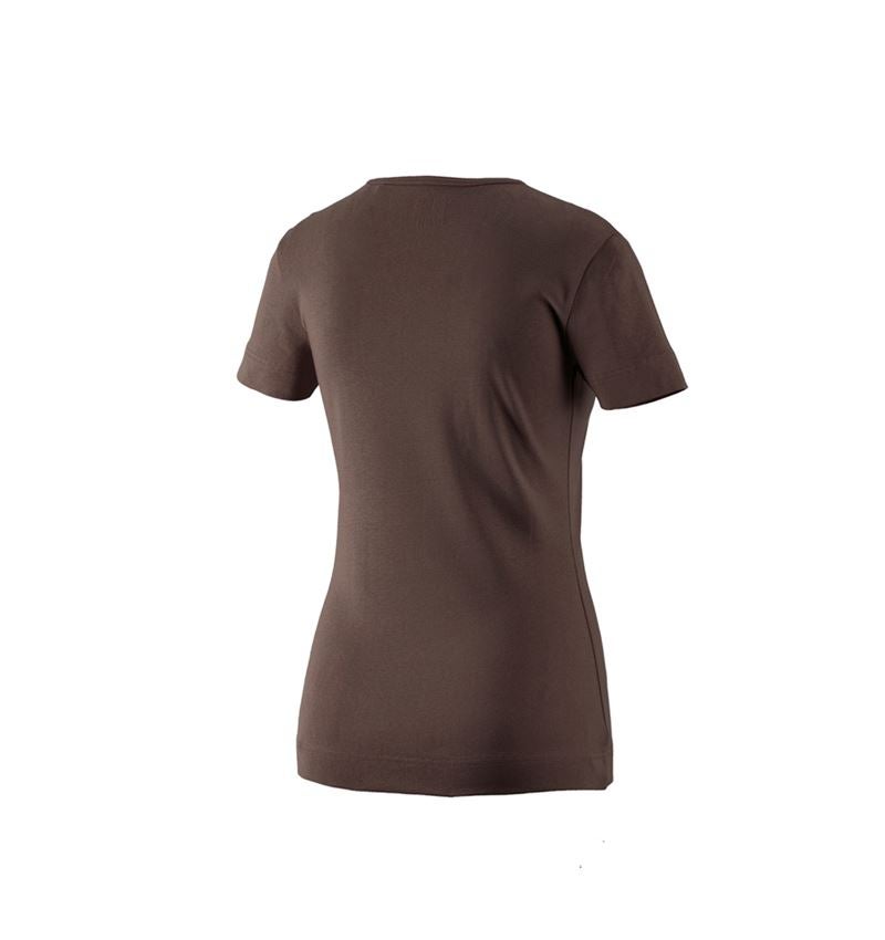 Thèmes: e.s. T-shirt cotton V-Neck, femmes + marron 1