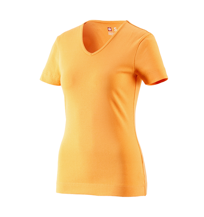 Hauts: e.s. T-shirt cotton V-Neck, femmes + orange clair