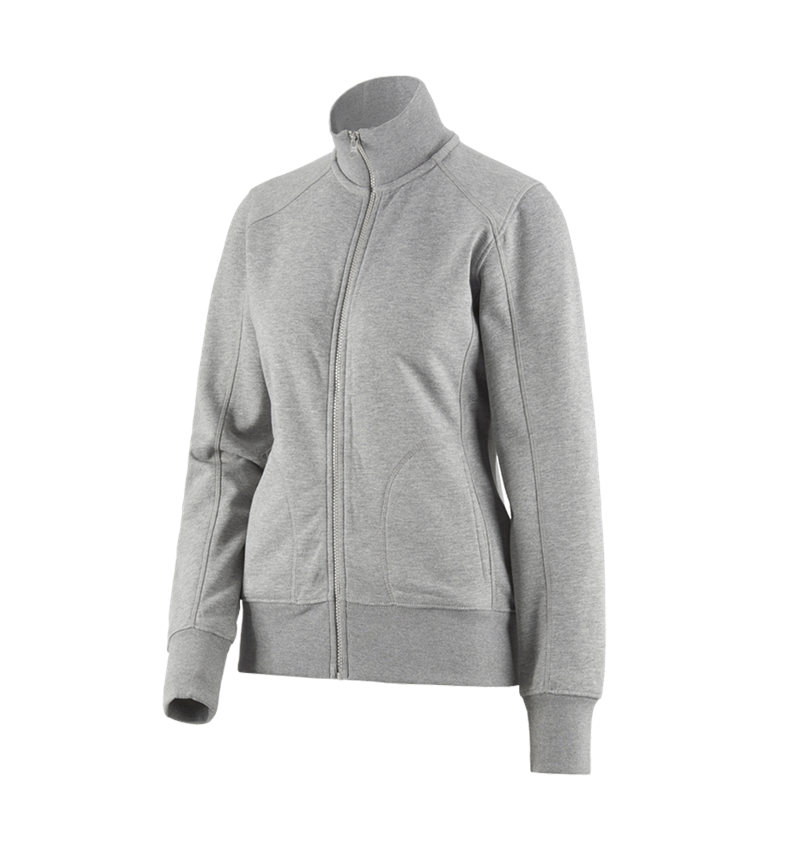 Hauts: e.s. Veste sweat poly cotton, femmes + gris mélange