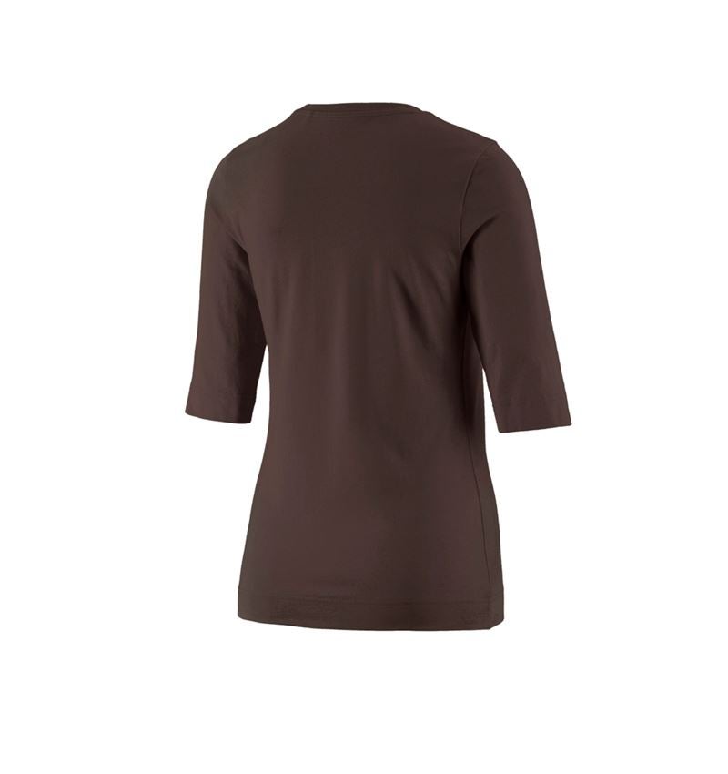 Hauts: e.s. Shirt à manches 3/4 cotton stretch, femmes + marron 2