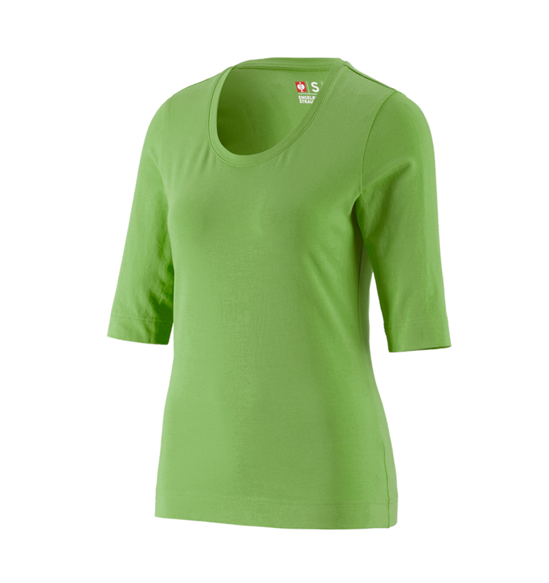 Hauts: e.s. Shirt à manches 3/4 cotton stretch, femmes + vert d'eau 3