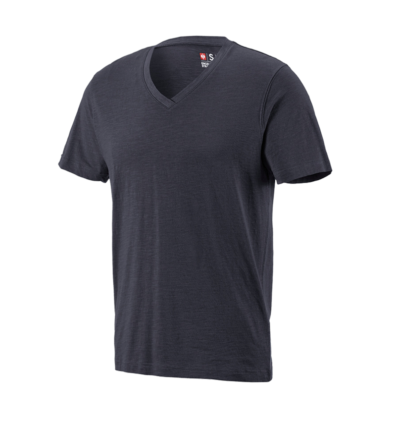Hauts: e.s. T-shirt cotton slub V-Neck + saphir 4